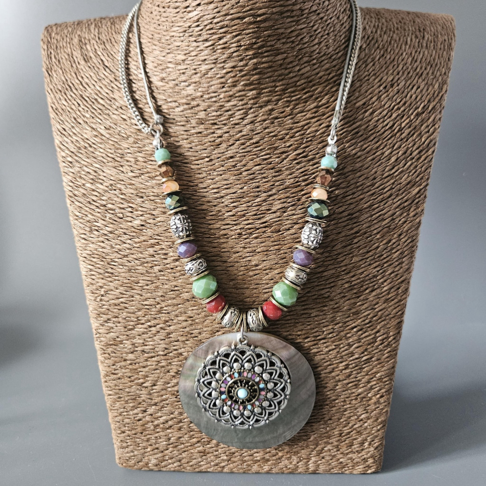 Vintage M&S Mix Beaded Pendant Necklace